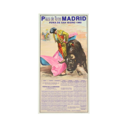 Grote Vintage Corrida Poster Stierengevechten Madrid 1992 106cm 1