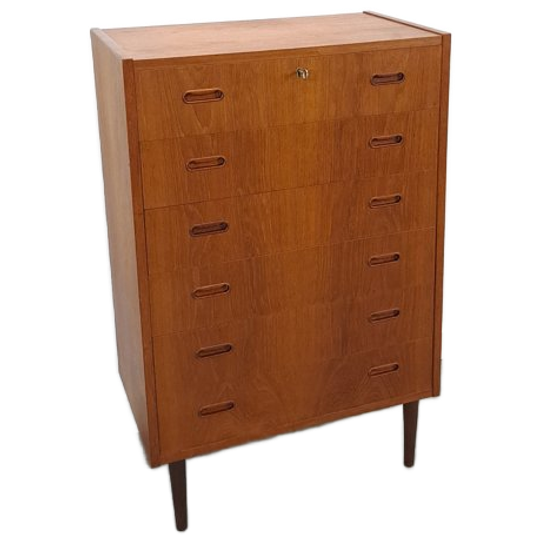 Deense Teak Ladekast Met 6 Lades En Mooie Handgrepen 1