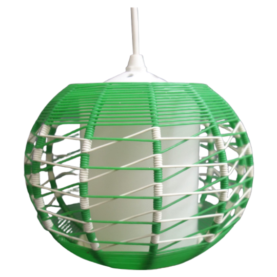 Green And White Scoubidou Pendant Lamp 1960s Ddr 1