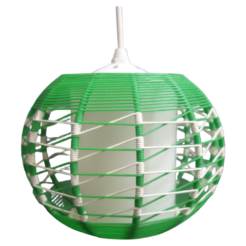 Green And White Scoubidou Pendant Lamp 1960S Ddr