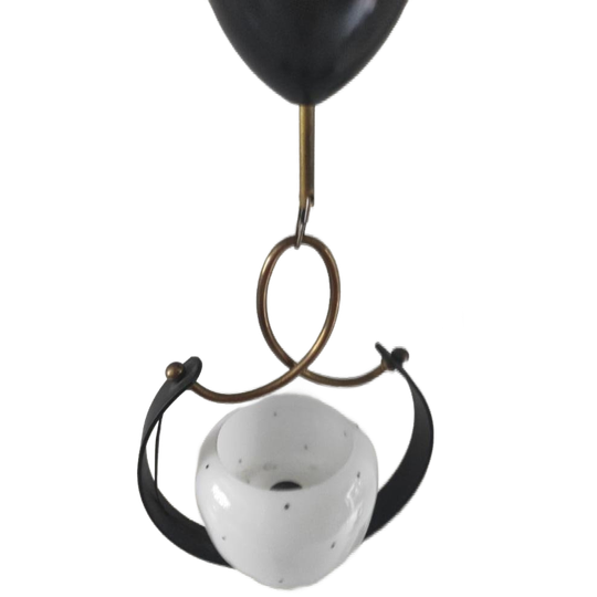 Vintage Hanglamp Metaal Glas Jaren 50/60 1
