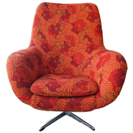 Vintage Draaifauteuil Opnieuw Bekleed Jaren 70 Draaistoel 1