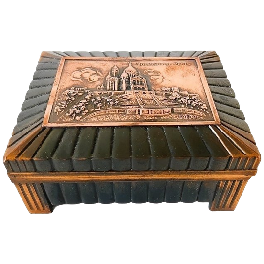 Antiek Art Deco Orféar Paris Sieradendoosje Notre Dame Koper 1920’s 1