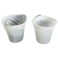 2- Set Vintage Theelicht Houders/Vaasjes Italiaans Glas Frosted Wit.