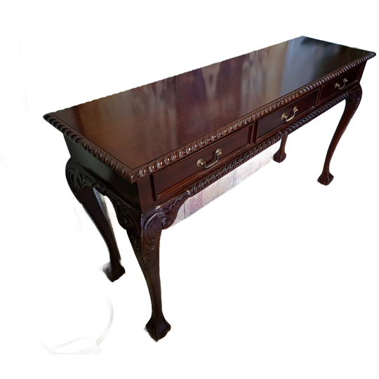 Klassieke Sidetable, Wandtafel, Console Met Fraaie Leeuwenpoten, Kleine Lakschade Afm. 136x41cm En 76cm Hoog. 1