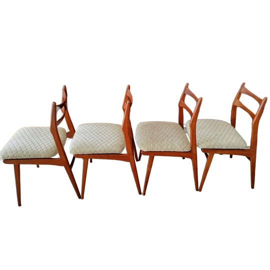 Vintage Set Van 4 Teakhouten Eetkamerstoelen Habeo 1