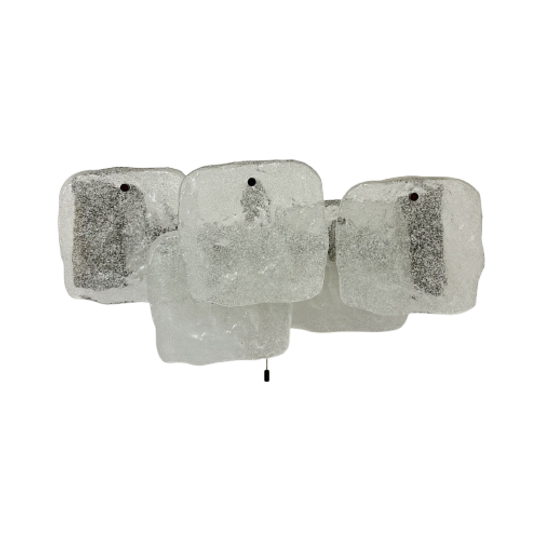 Modernist Frosted Ice Glass Wall Lamp Attributed To J. T. Kalmar For Kalmar, 1960s 1