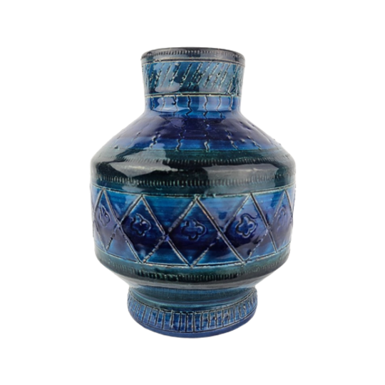 Prachtige Italiaanse Blauwe Bitosso Vaas 20 Cm 1