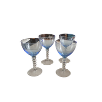 Prachtige Grote Blauwe Martini / Cocktail Glazen Vintage