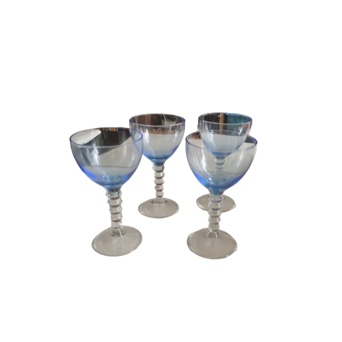 Prachtige Grote Blauwe Martini / Cocktail Glazen Vintage