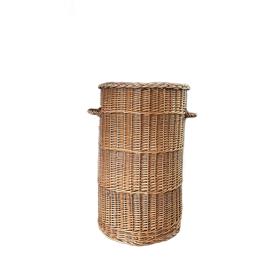 Hoge Mand Rotan Gevlochten Vintage 1