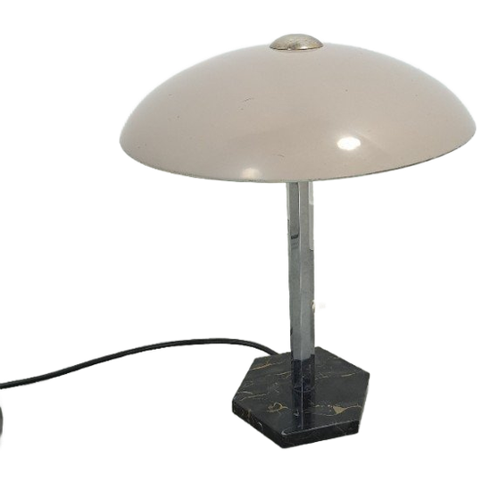 Tafellamp Met Marmeren Voet En Zeskant Chromen Frame 1
