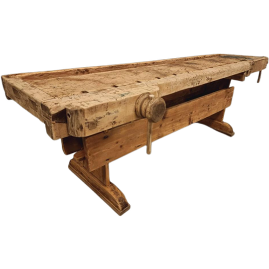 Antieke Werkbank Sidetable Keukeneiland 19E Eeuws 250 Cm 1