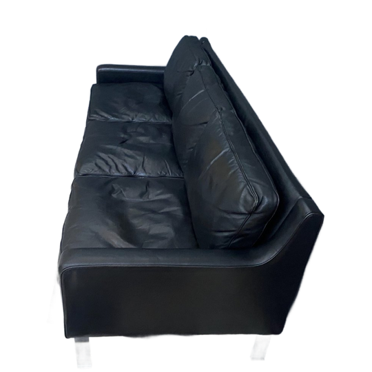 Black Leather Tecta 3-seat Sofa By Hans Konecke 1960s 1