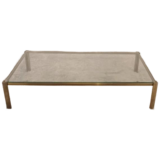 Vintage Glas En Messingkleur Metaal Design Salontafel 1