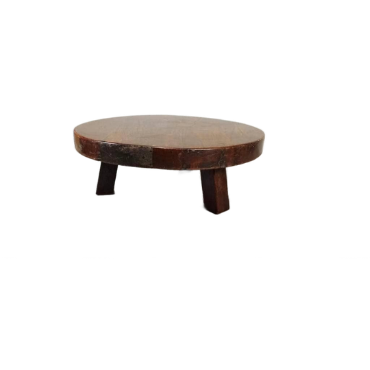 Vintage Massief Wabi Sabi Brutalist Salontafel, Rond 1