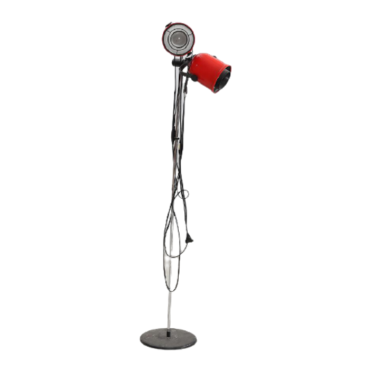 Vintage Vloerlamp Met Twee Rode Spots,zweden 1970 (399) 1