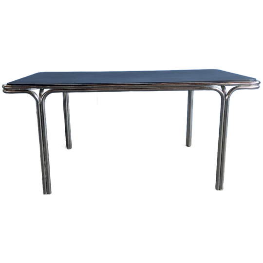 Midcentury Chrome /zwarte Eettafel 160cm 1