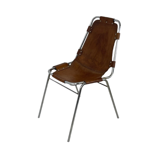 Charlotte Perriand - Bar Stool Model ‘Les Arcs’ - High Back - Leather Seating On Chrome Base 1