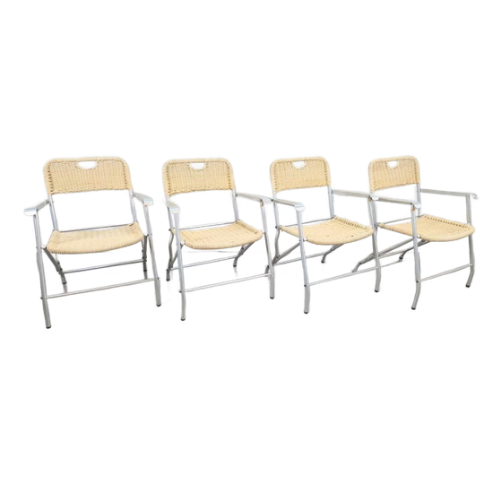 4 Vintage Hilbrant Riet Klapstoelen Tossa Mid Century Italy 1