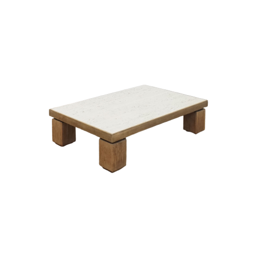 Brutalist Travertine Coffee Table