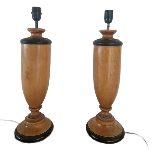 Een Paar Biedemeyer Stijl Massief Houten Lampen 1