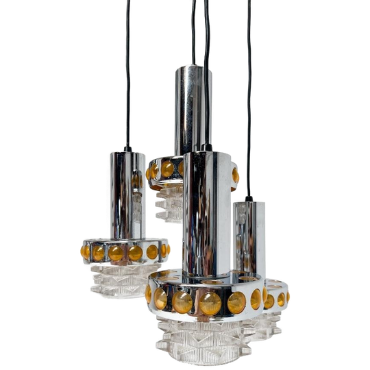Massive Cascade Kroonluchter Met 4 Lichtpunten, 1970's 1