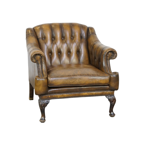 Unieke Rundleren Chesterfield Fauteuil/ Armchair