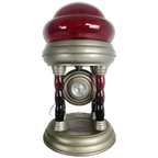 Unieke Vintage Tinnen Lamp Met Uurwerk thumbnail 1