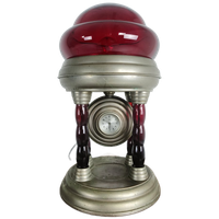 Unieke Vintage Tinnen Lamp Met Uurwerk