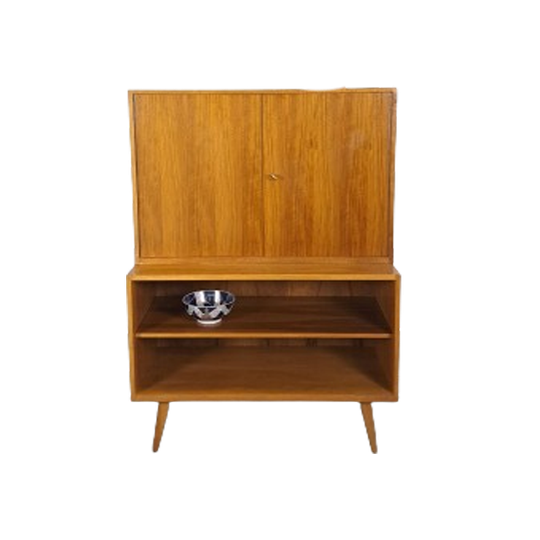 A.m.t. Fineer Kast Met Open Vakken, Vintage Wandkast 1