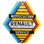 Emaille Reclamebord Renault Motoculture Service, 60'R Jaren. thumbnail 1