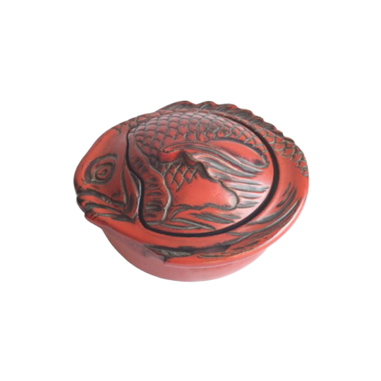 Takaoka Shikki Lacquerware Seabream Bonbonniere Box, Japan 1920s 1