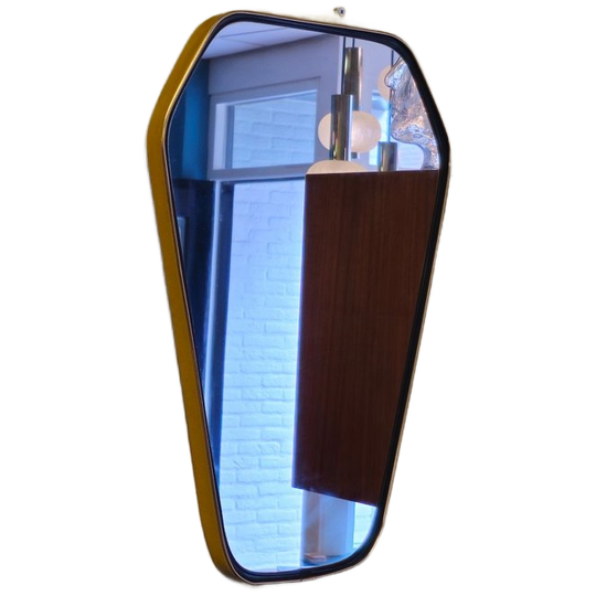 Vintage Trapezium Spiegel Wandspiegel Mirror Messing 1