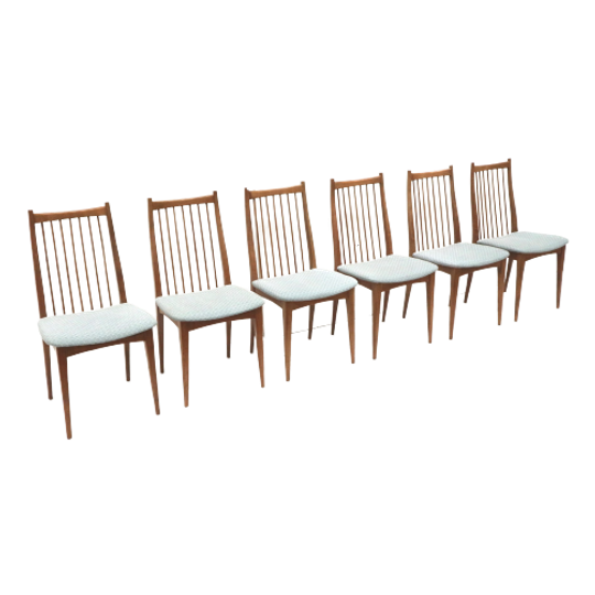 Set Van 6 Eetkamerstoelen / Spijlenstoelen Uit De Jaren '60 1