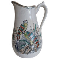 Vintage Keramieken Kan Met Handgeschilderde Vogeldecoratie - Zuid-europees