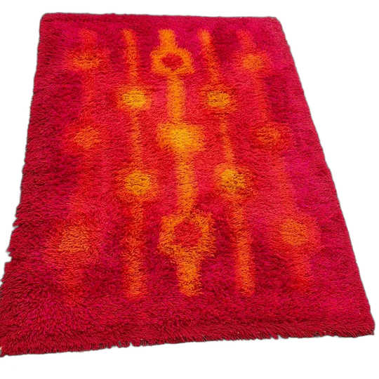 Vintage Vloerkleed Desso Jaren 70 Rood / Oranje / Geel 1
