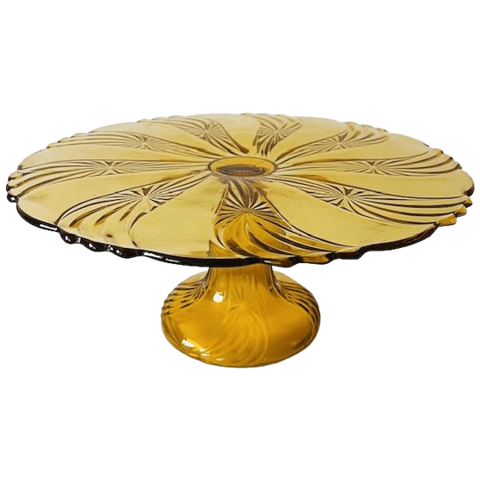 Art Deco Taartplateau Val St. Lambert Amber Geel 1930’s 1