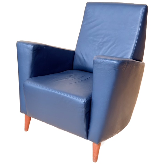 Vintage Fauteuil Blauw Leer 1