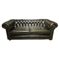 Ruime Engelse Vintage Chesterfield 2,5 Zits Bank Antiek Groen