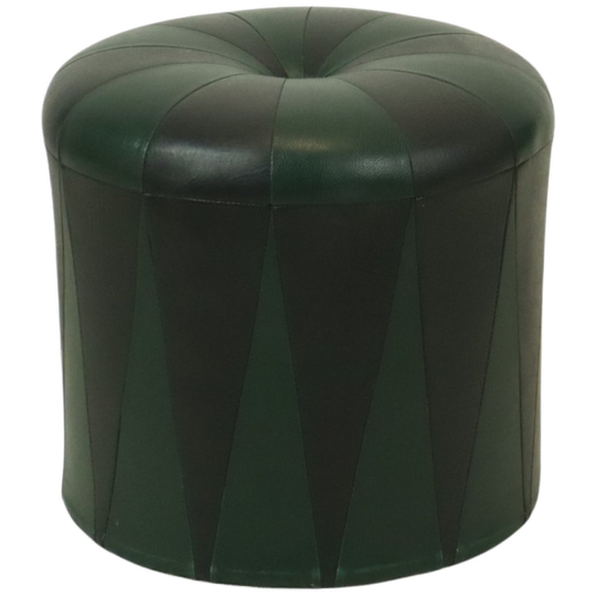 Ronde Vintage Groene Zwarte Poef Tweekleurig Skai Sixties 1