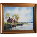 Jan Kelderman (1914-1990) - Boerderij Langs Het Meer thumbnail 1