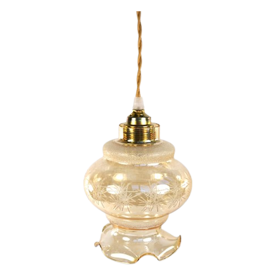 Vintage Glazen Lampenkap – Geschulpt – Bewerkt 1