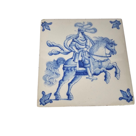 Westraven Keramiek - Ruiter Te Paard - Tegel - 19e Eeuw 1