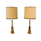 Set Van 2 Grote Vintage Klasiek Messing Tafellampen thumbnail 1