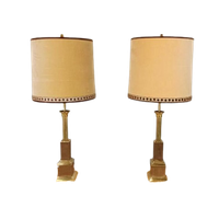 Set Van 2 Grote Vintage Klasiek Messing Tafellampen