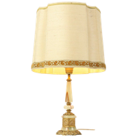 Fifties Vintage Tafellamp Onyx Marmer Messing Acanthus