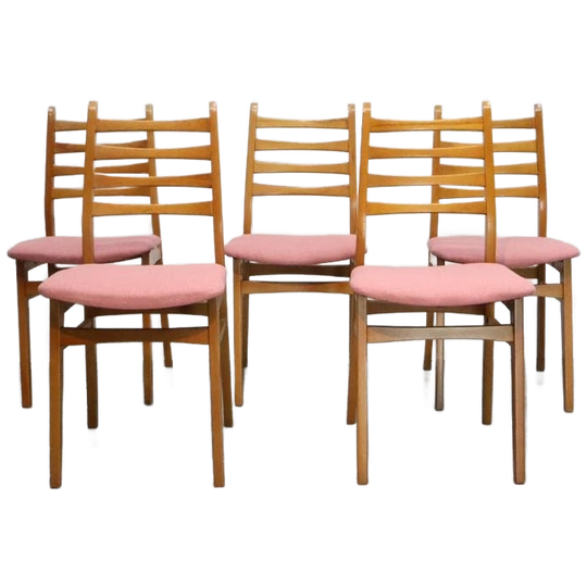Vintage Eetkamerstoelen | Nieuw Bekleding | Roze 1