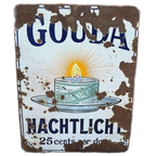 Antiek Emaille Bord Gouda Nachtlicht, 25 Cents Per Doosje. thumbnail 1