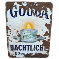 Antiek Emaille Bord Gouda Nachtlicht, 25 Cents Per Doosje.